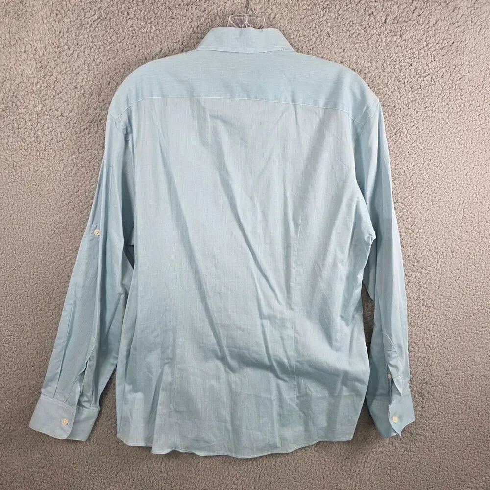 John Varvatos Men's Blue Button Down Long Sleeve Lightweight Shirt Size M